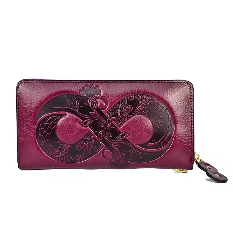 Dompet Kulit Asli Besar Wanita 2025 Tas Dompet Kulit Sapi Asli Baru Tas Tangan Clutch Tempat Kartu RFID