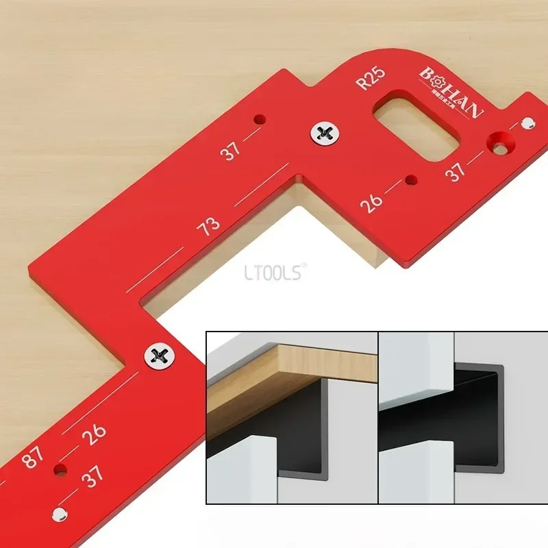 No Handle Cabinet Grooving Template Woodworking U-shaped Groove Slotting Mold for Wardrobe Aluminum Alloy R20/R25 Slotted Mold