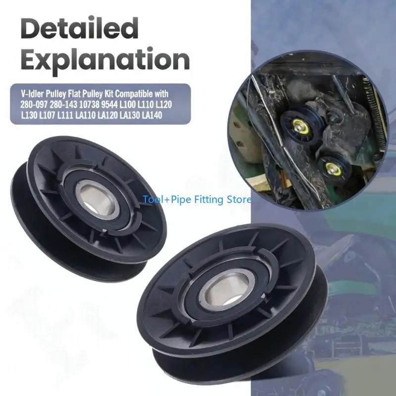 F92B Heavy Duty V Idler Pulley 2Piece Replacements for Lawn Mowers X140 LA115 LA135 LA145 LA155 LA165 LA175 D110