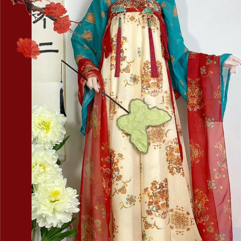 Yu Huashang Women's Han Chinese Clothing Tang Japanese Banquet Chest-High Dress Style Costume Cabbage Daily