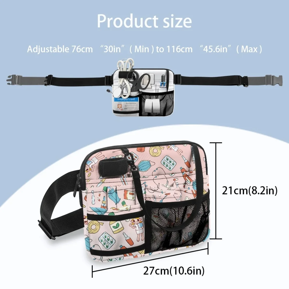 Kawaii Nurse Medical Designer Casual Waist Bag Practical Adjustable Strap Nursing Tool Belt Bag For Stethoscope Medicine Bandage