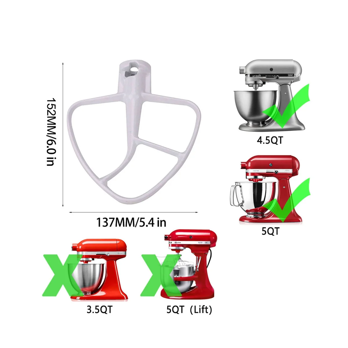 Für Küchen helfer assecories 3, 5-5 qt Kippkopf-Stand mixer Kitchen aid Paddel aufsatz für k45b/k5thcb/k5thbs