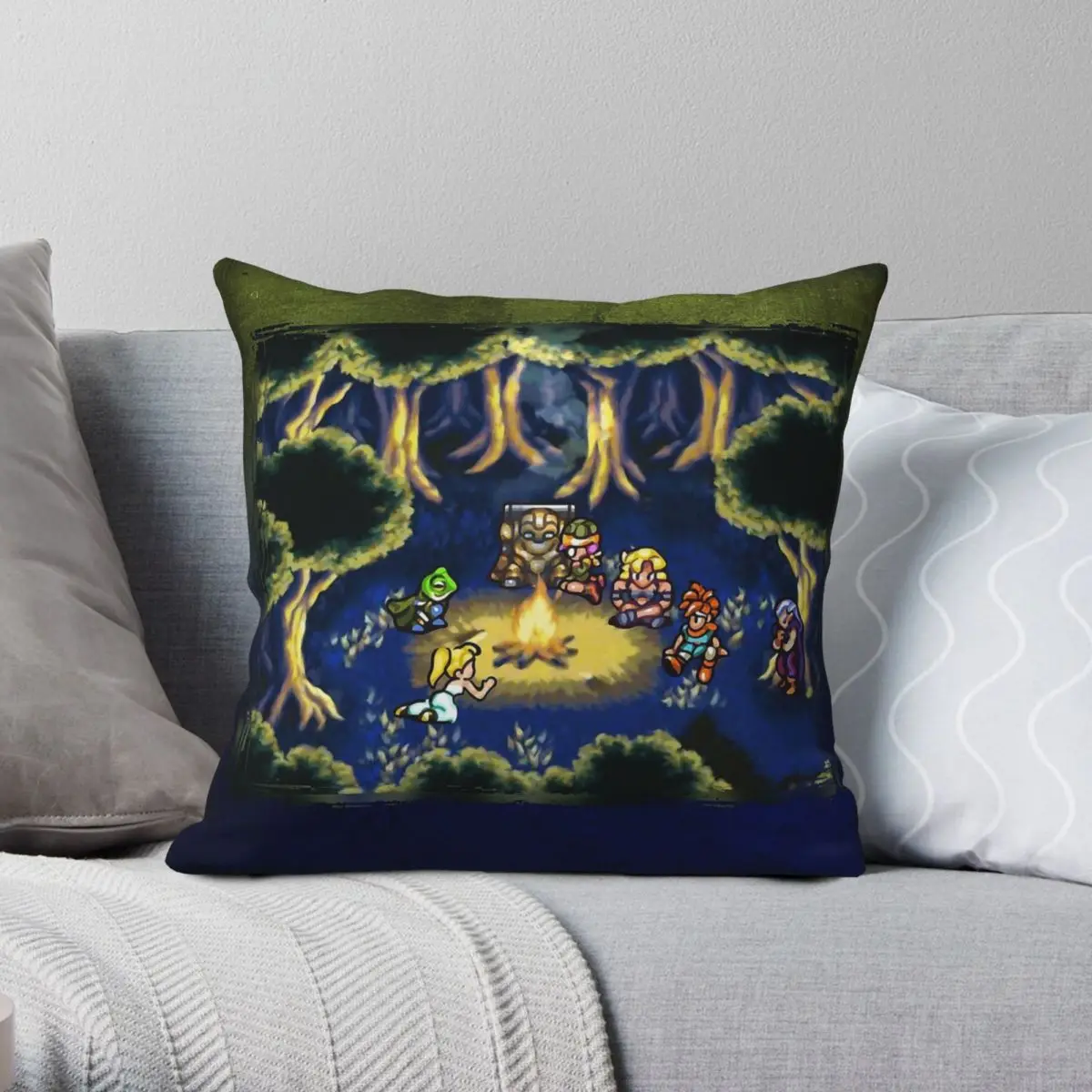 Chrono Trigger Camping Scene Pillowcase Polyester Linen Velvet Creative Decor Throw Pillow Case Sofa Seater Cushion Cover 18