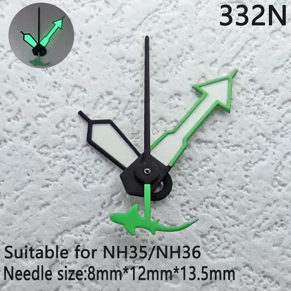 8mm * 12mm * 13mm C3 luminous watch needle FIT nh34 nh35 nh36 8215 movement watch case hour minute hand second hand