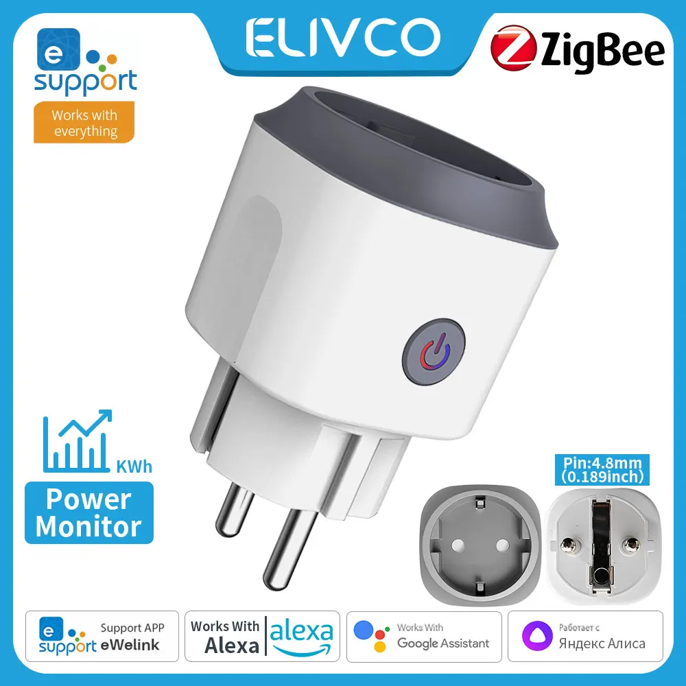 

eWelink Zigbee Smart Plug 16/20A EU Power Monitoring Smart Socket With Voice Control Compatible With Alexa Google Home Yandex