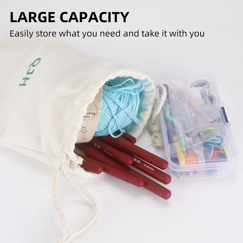 Canvas Fabric Bags with Drawstring 6.6x9″, Storage Knitting Needle/Crochet Needle, Wrapping Gifts, Halloween Party or Household