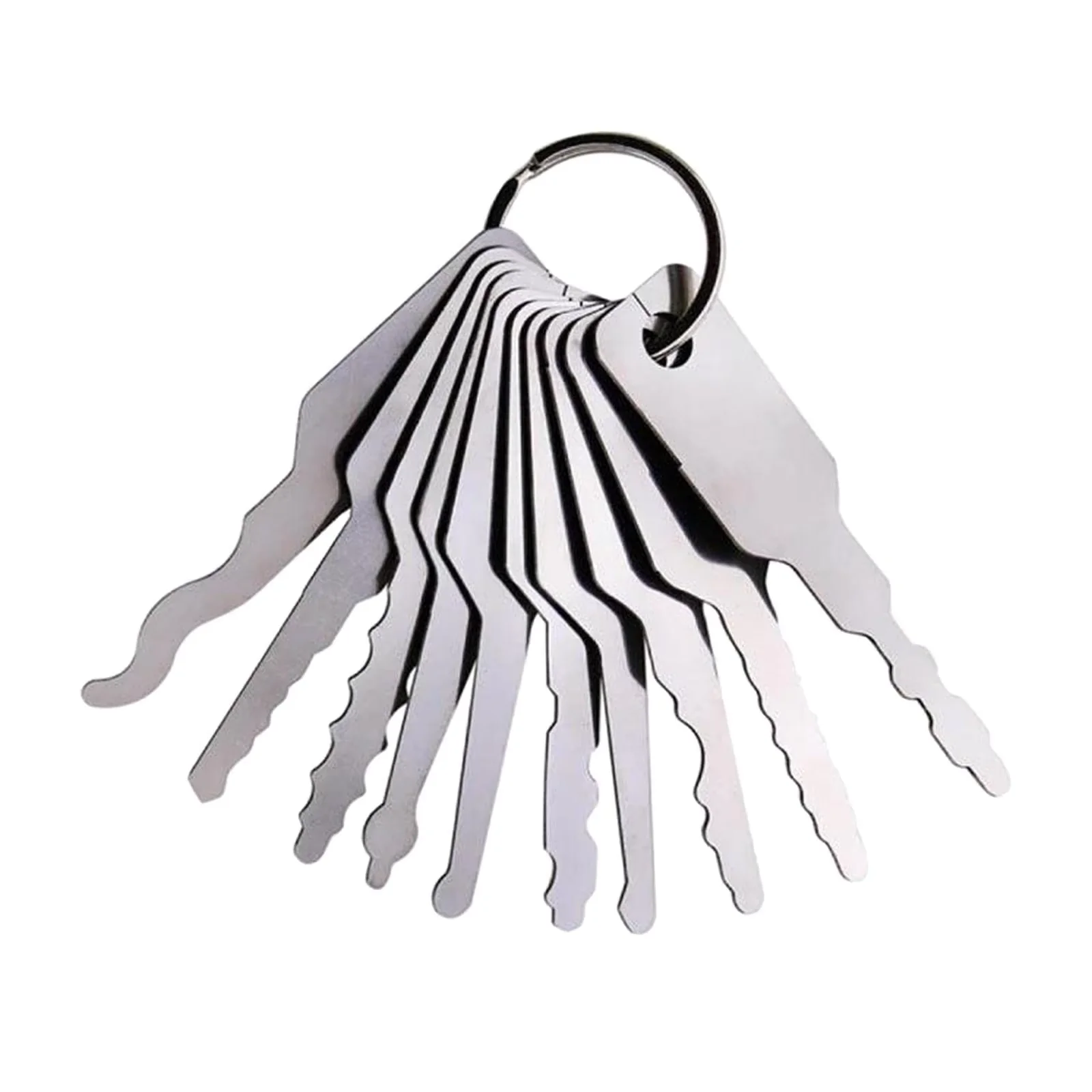 10Pcs Stainless Steel Skeleton Key Blanks Set Lock Pick Emergency Tool for Room Car Locks Multiple Shapes Key Replacement