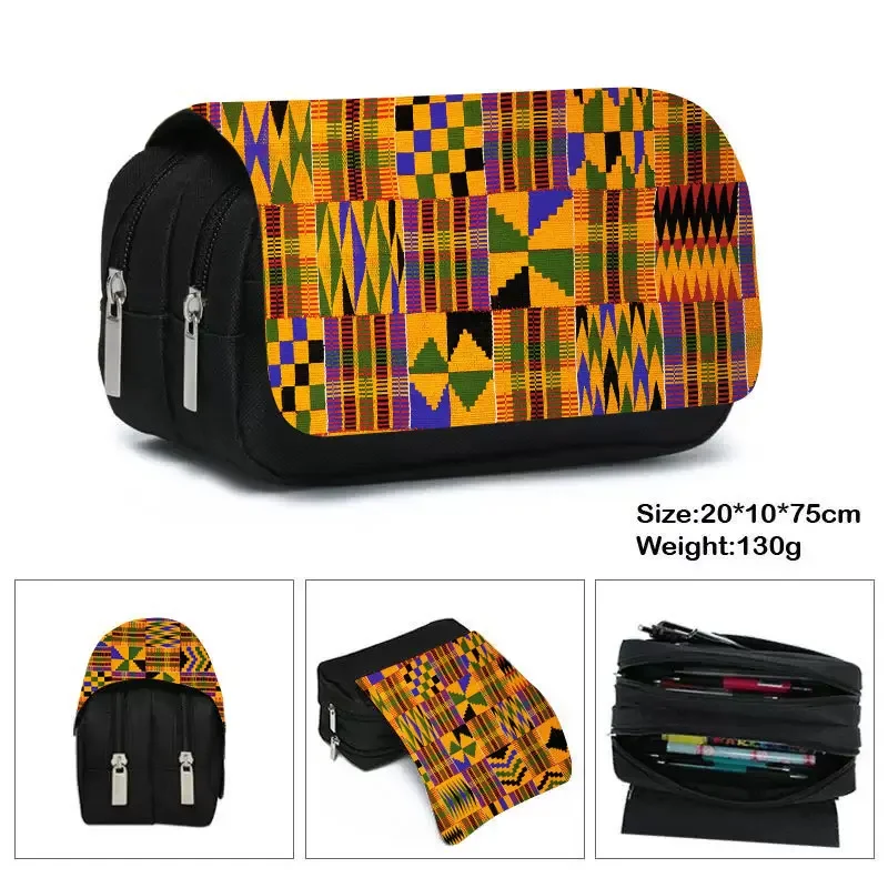 African Print Woman Cosmetic Case Afro Pencil Bag Fashion Girls Stationary Bag School Teenager Case Supplies Pencil Box