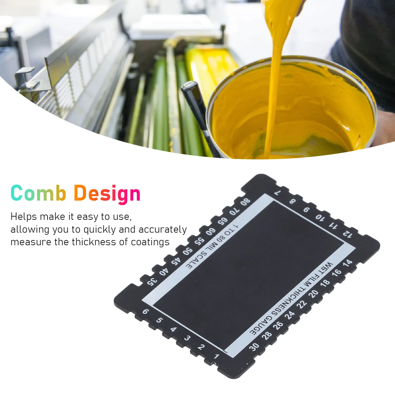 Wet Film Thickness Gauge Comb Thickness Gauge Comb Aluminium Alloy Dual Sided Wet Film Thickness Gauge Card for Painting