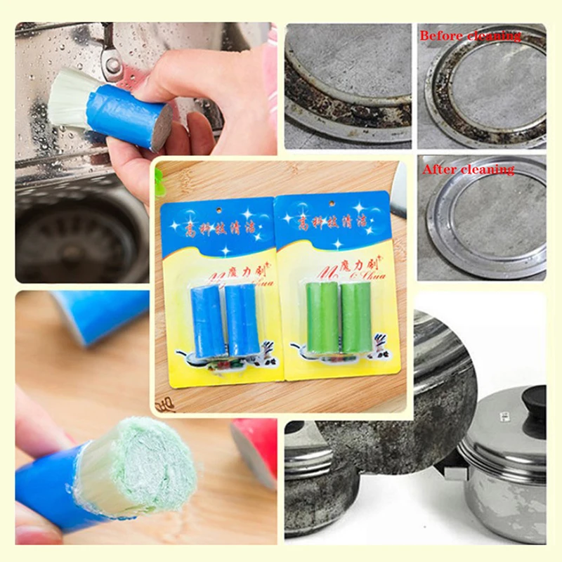 2pcs Random Stainless Steel Rod Descaling Stick Metal Rust Remover Brush Useful Kitchen Clean Deruster Tool Scourer Scaling Bar