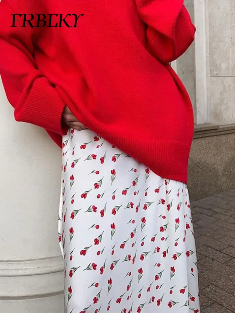 Jupe demi-corps à fleurs avec tambour, jupe mi-corps imprimée en queue de poisson, taille haute, ligne A, streetwear élégant, tempérament, automne, nouveau