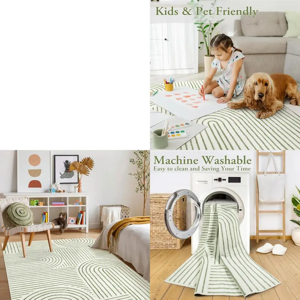 

Зеленый мягкий нескользящий коврик 5x7, ультратонкий современный акцентный ковер для спальни, гостиной и офиса