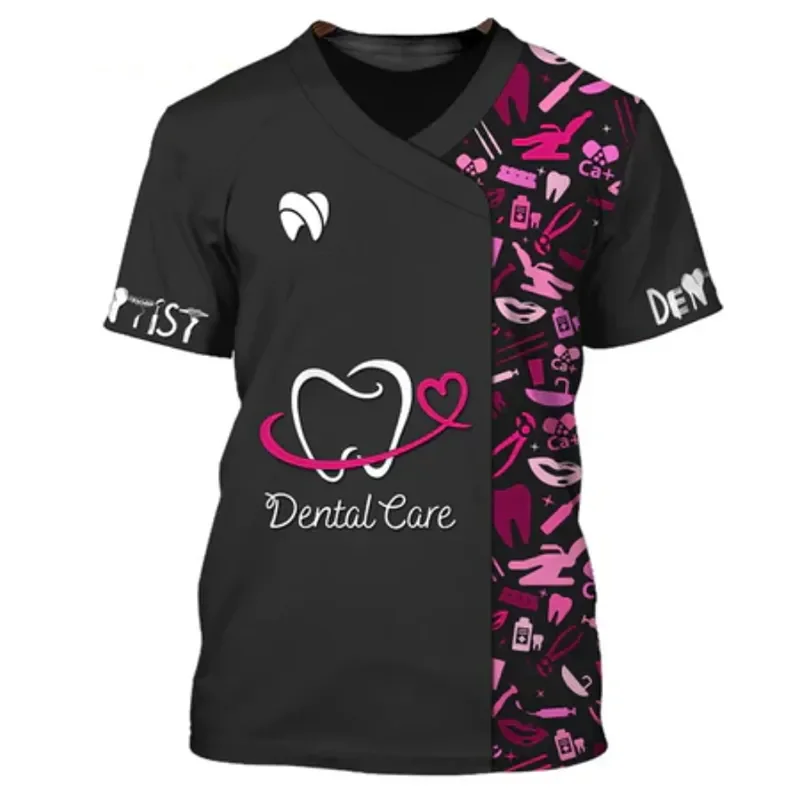 Dentist Nurse Cosplay Imitate Work Clothes Fun Hip Hop Personality Clothing Round Neck Short Sleeve Men\'s And Women\'s T-shirts