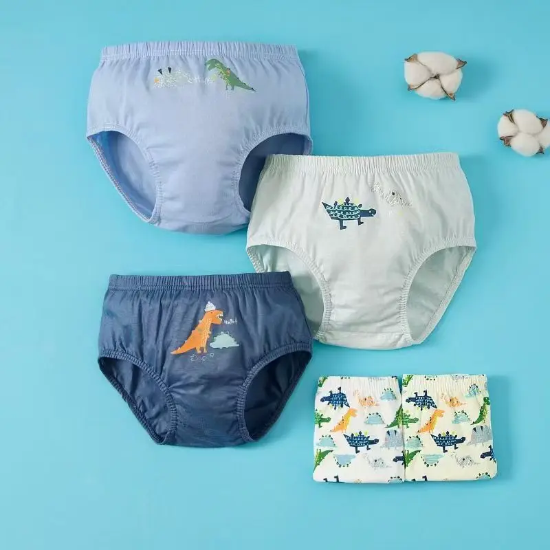 5 Pieces Boys Triangle Underwear High-quality Cotton Briefs Dinosaur Pattern Children Underpants Breathable Soft Kids Panties