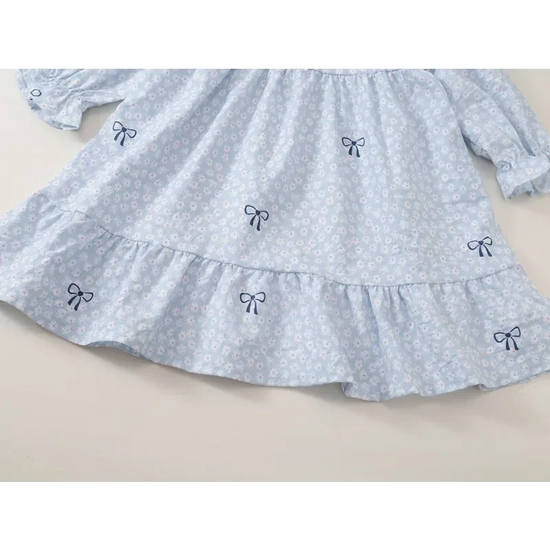 Kinder Mädchenkleid RAISE Herbst Schleife Blumendruck Kinder Mädchen Prinzessinnenkleid Rundhals 2-8 Jahre Mädchen Langarmkleid Haarband – Detail 26