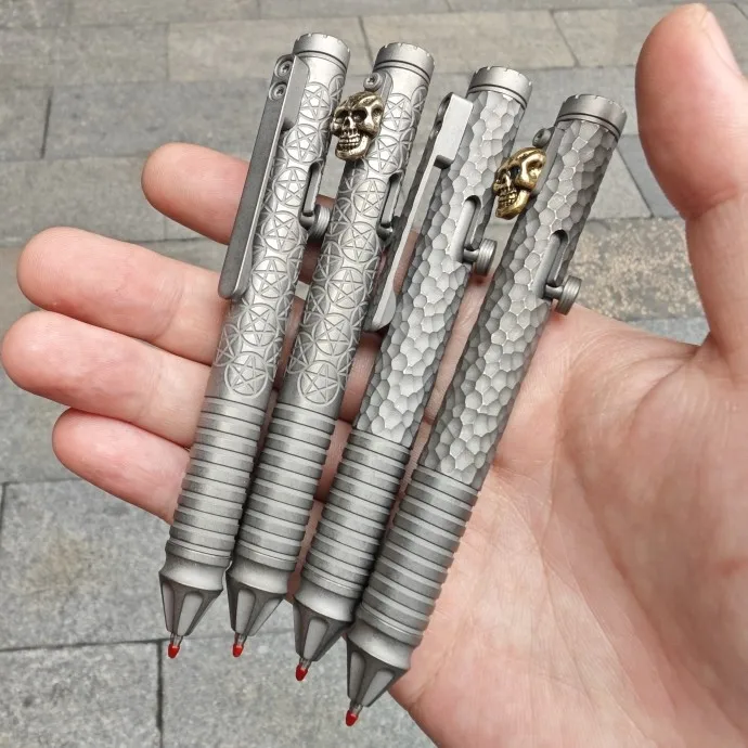 Outdoor Portable EDC Wave-disorder Titanium Alloy Tactical Pen, Finger Top, Car Emergency Window-breaking Tool