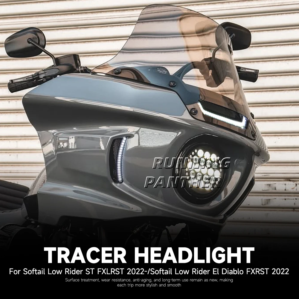 

2022-2024 NEW White Tracer Headlight Vent Accent LED For Harley Softail Low Rider ST/El Diablo FXRST/FXLRST Motorcycle