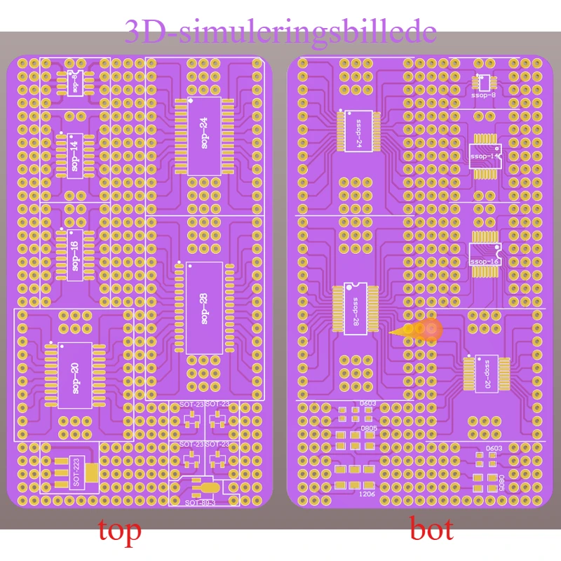 5pcs Double-sided PCB Breadboard SMD To DIP Adapter Converter Board SSOP/SOP SOT23 /223/89-3 0603 0805 1206 Soldering Practice