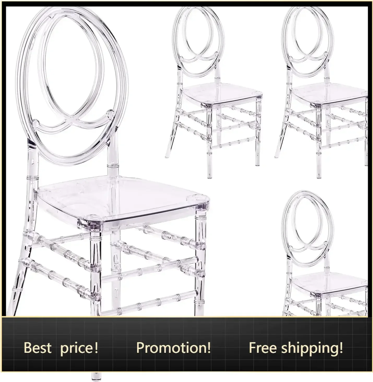 Set of 4 Clear Dining Chairs, Modern 16.1