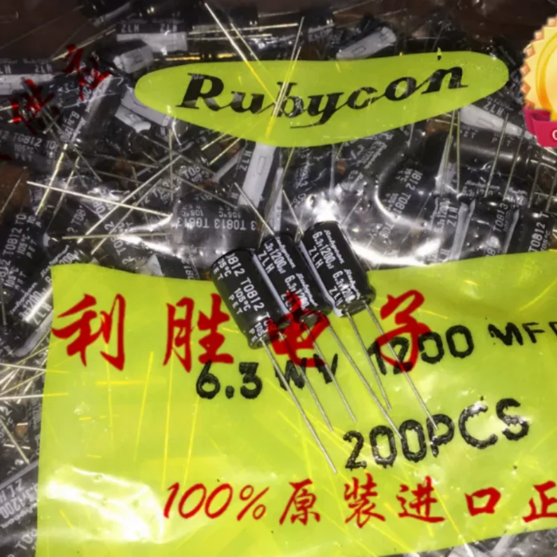 Condensador de rubí japonés de 1200UF, 6,3 V, 6,3 V, 1200UF, 8x16 ZLH, alta frecuencia, baja resistencia, 10-100 Uds.