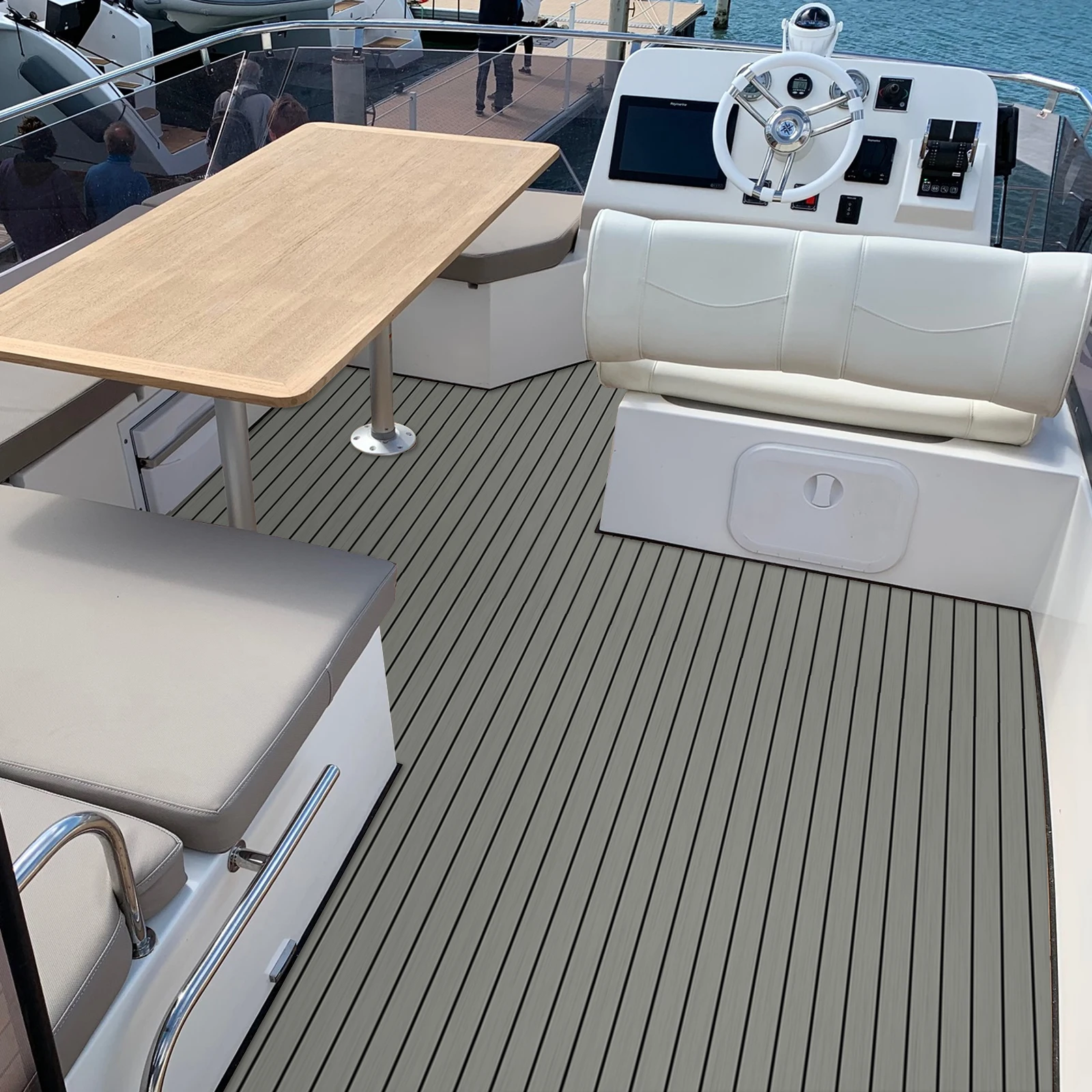 حصيرة سطح القارب غير القابلة للانزلاق من مادة EVA، مقاس 94 × 47 بوصة، مقاومة للماء والأشعة فوق البنفسجية، حصيرة أرضية قارب EVA مع دعم لاصق