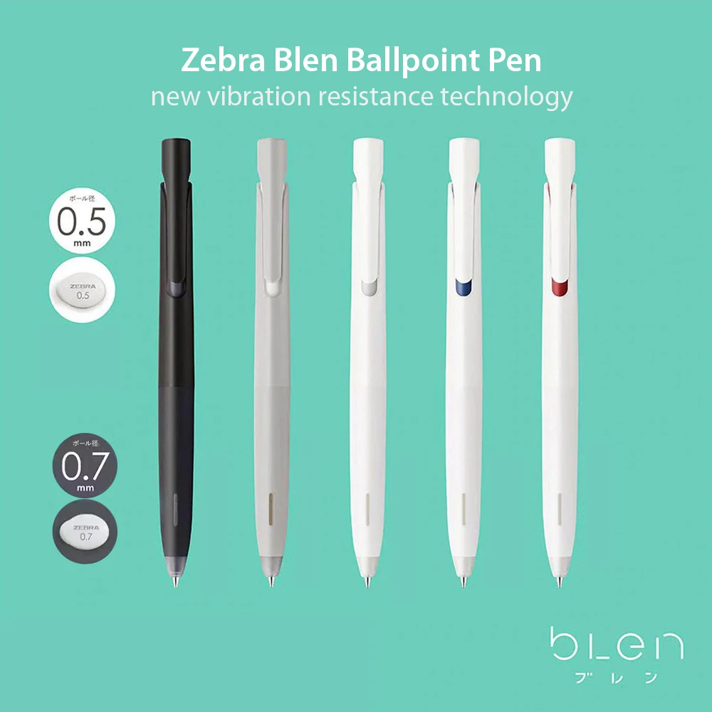

ZEBRA BAS88 Low-Center Gravity Pen – Quick-Dry, Waterproof & Shock-Absorbing (0.5/0.7mm) for School & Office