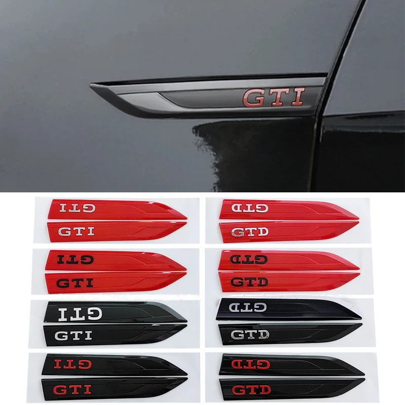 2pcs GTI GTD Emblem Car Fender Side Wing Auto Sticker Accessories For Volkswagen VW R-line Polo Golf MK8 Touareg Passat Magotan