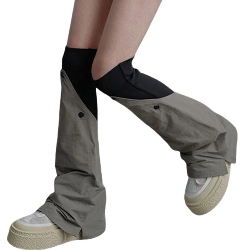 Women Punk Flared Leg Warmers Stockings Contrast Color Thigh High Leg Covers Sleeve Footless Socks for Party Streetwear 15UB