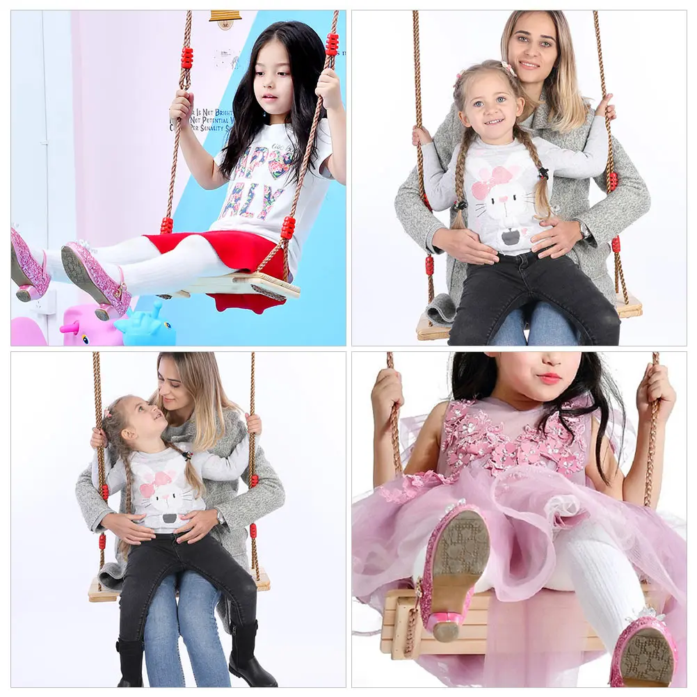 Asiento de columpio de madera para juegos al aire libre, cuerda ajustable, tablero grueso, columpio para patio de juegos para niños y adultos, asiento de columpios para patio trasero