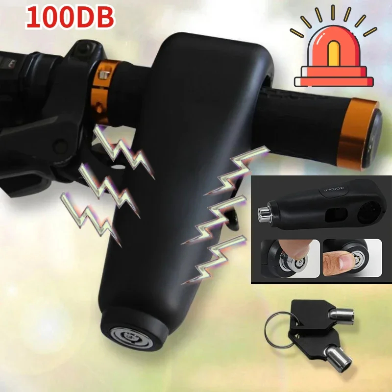 

100DB Alarms Sound Motorcycle Handlebar Lock Scooter Electric Vehicle Bicycle Safe Anti-theft Accelerator Brake Lock Padlocks