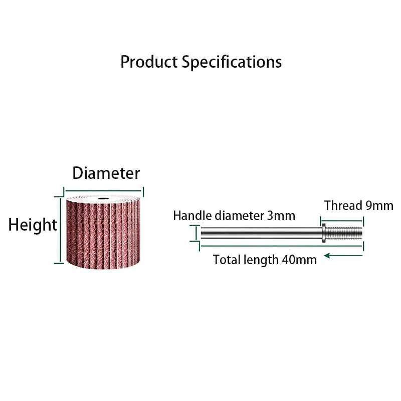 100PCS Movable Handle Louver Wheel Grinding Head 3mm Polishing Electric Grinding Head with Sandpaper for Precision Tools