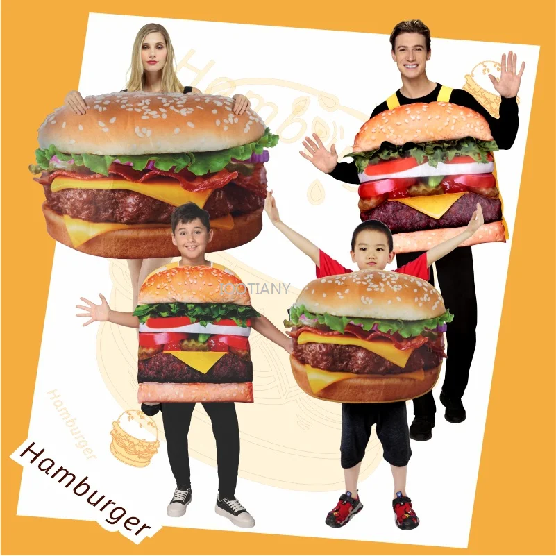 Funny Cosplay Food Burger Promotional Performance Doll Props Creative Children's Day Parent-child Set Party Performance Costumes