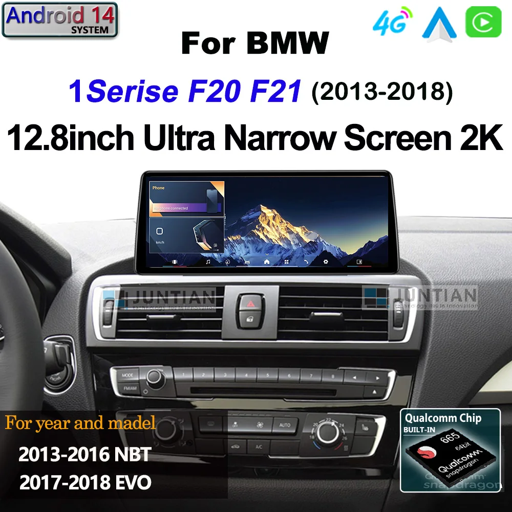Ultra Narrow Android14 Qualcomm For BMW 1Series F20 F21 2013-2018 Wireles Carplay Car Radio GPS Navigation Multimedia Player