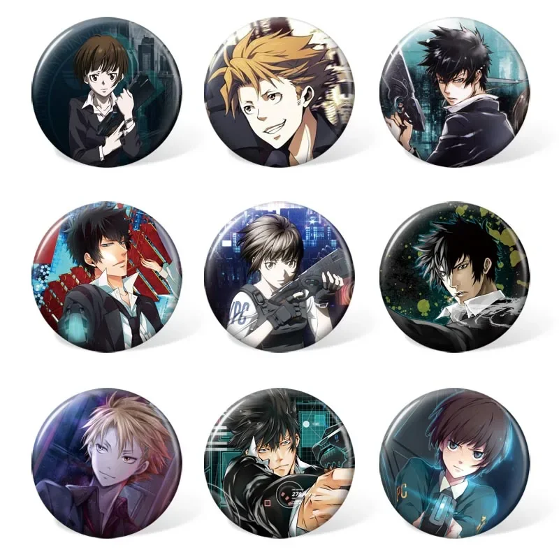 

Anime Psycho-Pass Cartoon Badge Kogami Shinya Colorful Costume Brooch for Backpack or Bag Accessories (9pcs/set )