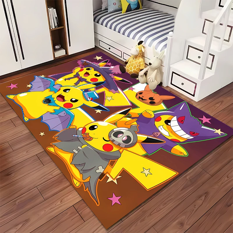 Pokemon Pikachu Cartoon Carpet Rug for Living Room Bedroom Decoration Picnic Camp Kitchen Carpet Crawling Carpet Decoration