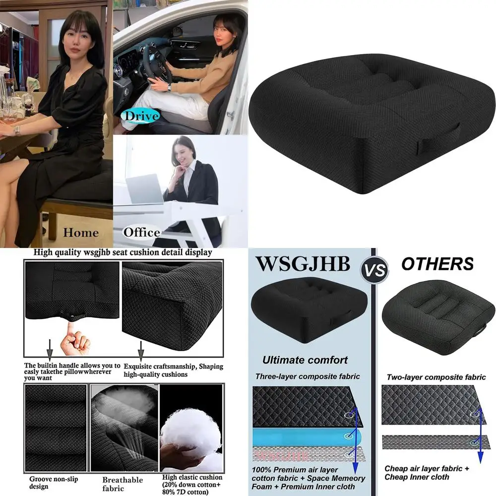 

Breathable Mesh Seat Cushion for Improved Posture & Enhanced Visibility, Ideal for Office & Home, Portable Black