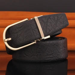 Classic Fashion Pin Buckle 3.3cm Belts Men Genuine Leather High Quality Waistband For Male Casual Young Men Cowhide Waist Strap