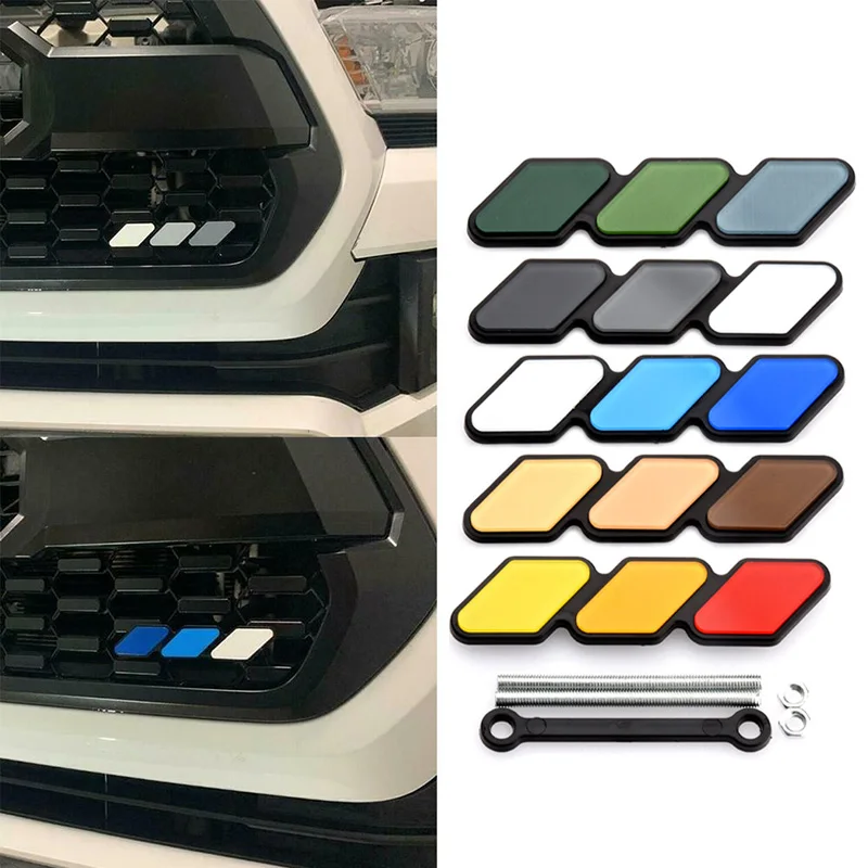 3-color Grille Badge Emblems Racing Grille Decoration Accessories Car Truck Label Modification for Toyota Tacoma 4runner