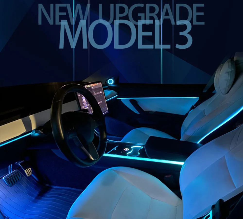 

Для Tesla Model 3 2019-2020 украшение интерьерной лампы с сенсорным управлением Inter автомобильный окружающий свет центральная стойка звуковая крышка атмосферный свет