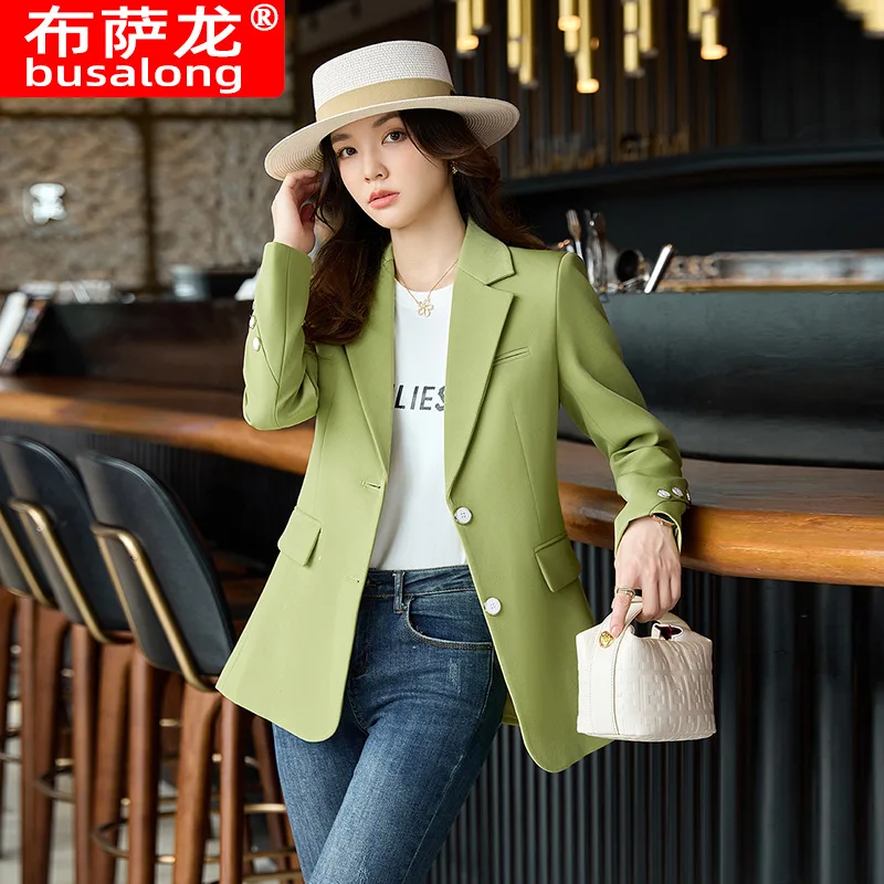 

2025Autumn Style Elegant Fashion Blazer Single Jacket Women Long Sleeve Professional Small Blazer Formal Women Jacket Workwear M