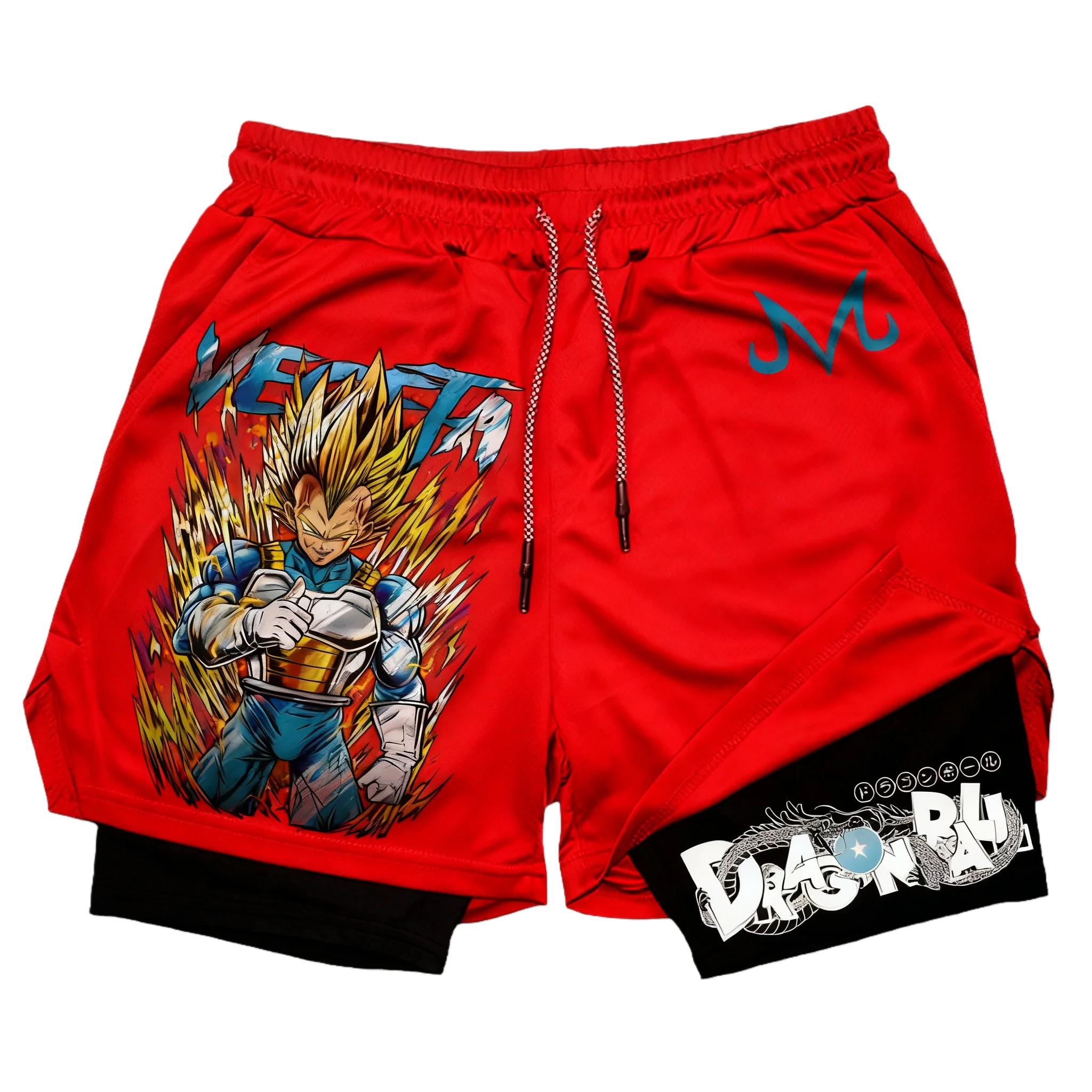 

Dragon Ball Anime GOKU Vegeta Print Double-layered Shorts American Summer Fashionable Sporty Red Shorts for Both Men Women