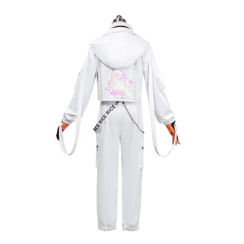 Disfraz de Game Identity V, disfraz de Luca Balsa, uniforme de pato amarillo, abrigo, auriculares, peluca, fiesta de Halloween, traje de juego de rol de prisionero de Anime