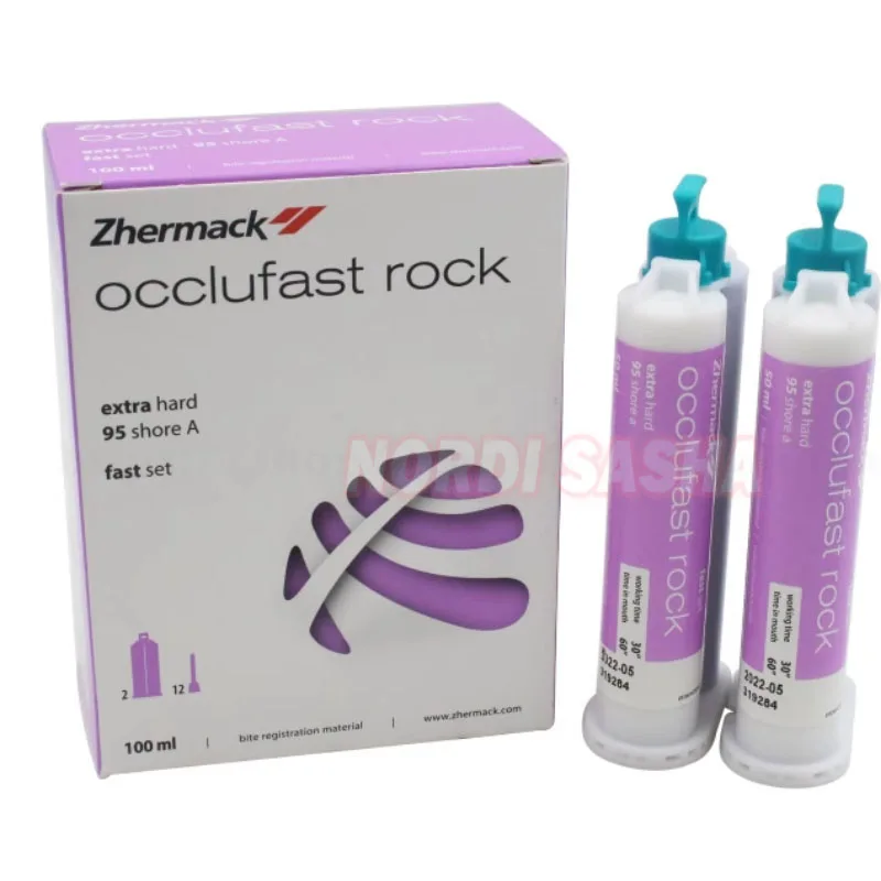 1Box Zhermack Occlufast Rock Extra Hard 95 Shore A-Silicone Fast Set Dental Lab Bite Registration Material