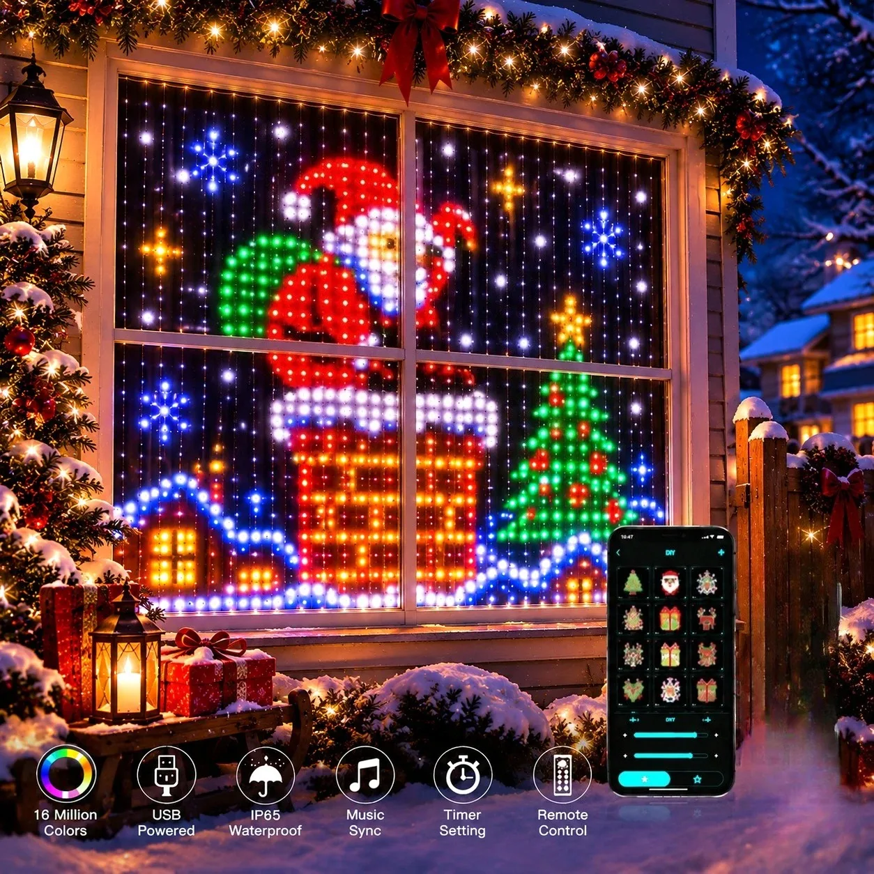 icicle-led-curtain-lights-solar-waterproof-multicolor-outdoor-eaves-hanging-christmas-festival-yard-garden-tree-decor