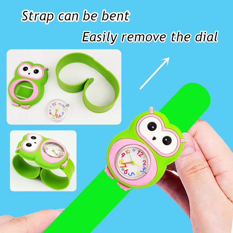 Squisito orologio per bambini regalo cartone animato coniglio cane elefante Panda fenicottero gufo giocattoli bambini schiaffo orologi da polso per