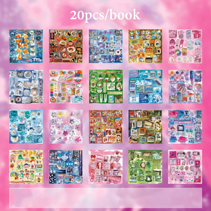 Mr.Paper 20 Blatt/Buch Y2K Retro Glitzer-Stickerbuch, Ästhetische Y2K-Themen-Aufkleber für Journal Scrapbooking DIY Deko – Detail 8