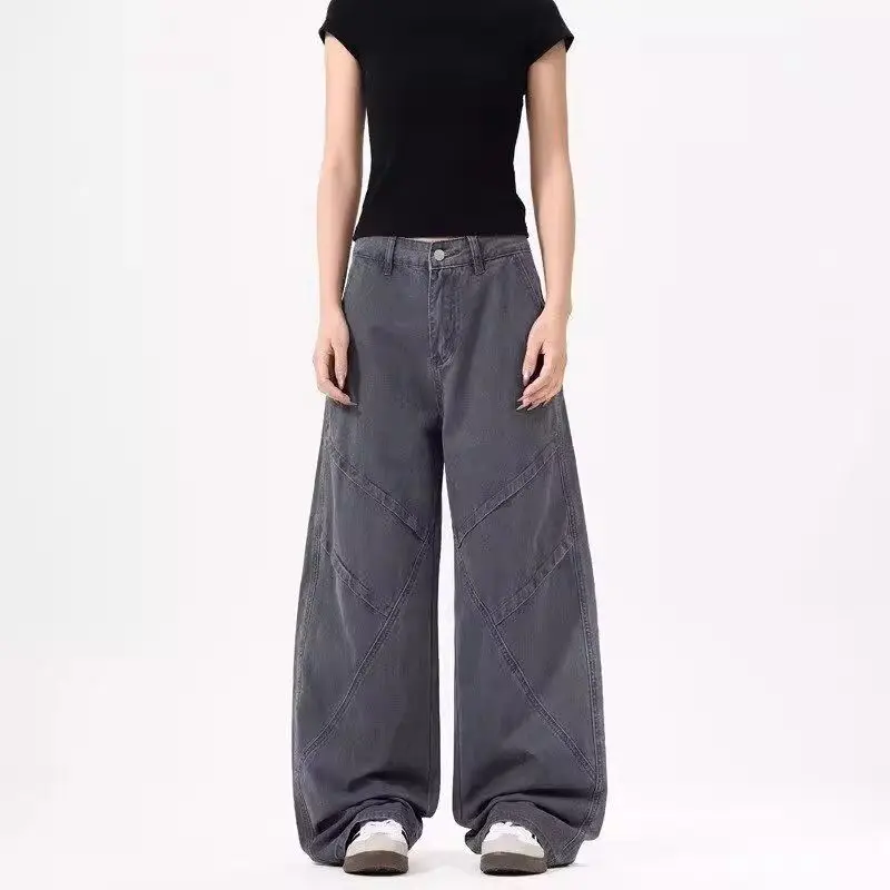 

Women's Grey Brown Green Jeans Cargo Baggy Y2K Japanese Harajuku Oversize High Waist Wide Leg Retro Jeans Pants Clothing 2025