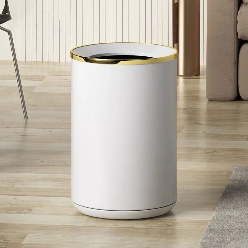 10L Metal Trash can Double deck Lidless High appearance Level Sanitary Bucket Waste Bin for Living Room Bathroom Office