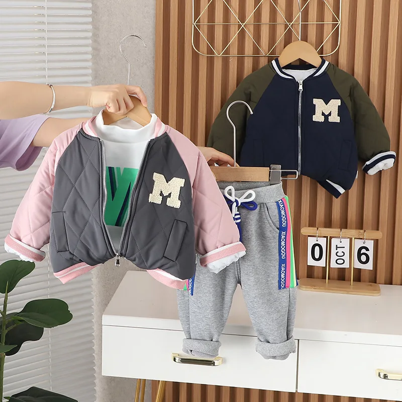 Boys Down Clothing Sets Autumn Winter 2024 Children Thick Jackets T-shirts Pants 2pcs Casual Suit For Baby Warm Tracksuits Kids