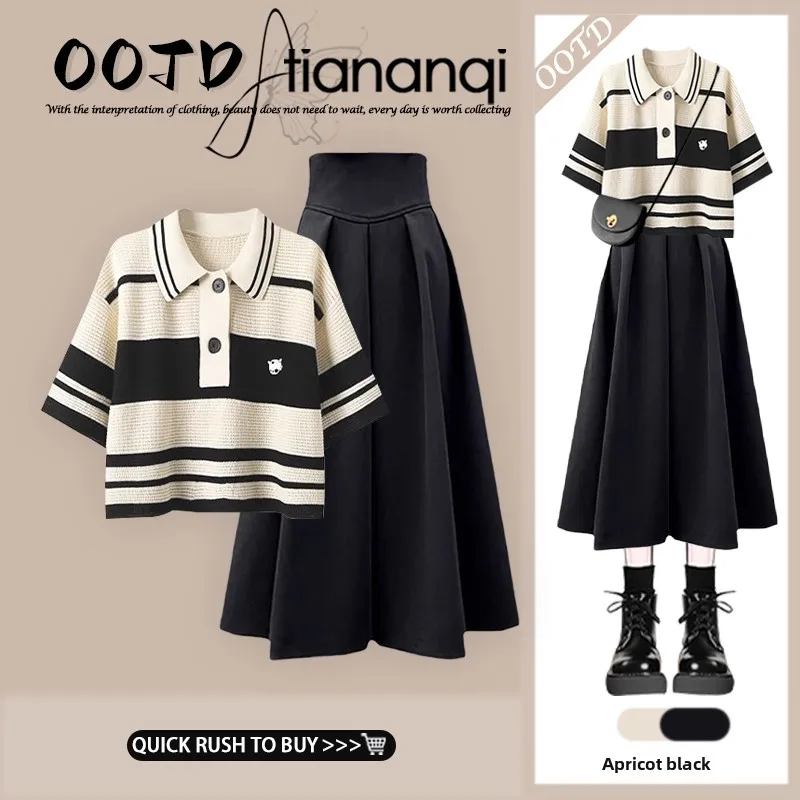 

Summer Outfit Women's plus Size Design Short Sleeve T-Shirt with High Waist Skirt Two-Piece Set Fashionable Casual Wear